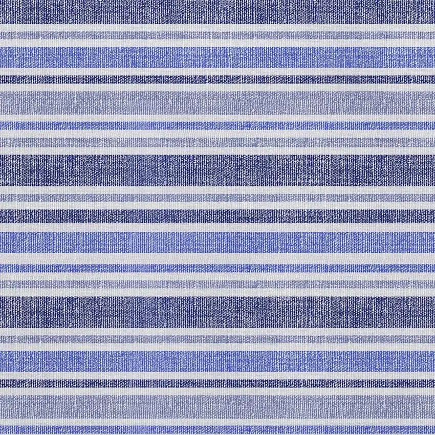 Blue And Ivory Striped Washable Area Rug With UV Protection Photo 3