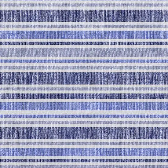 Blue And Ivory Striped Washable Area Rug With UV Protection Photo 3
