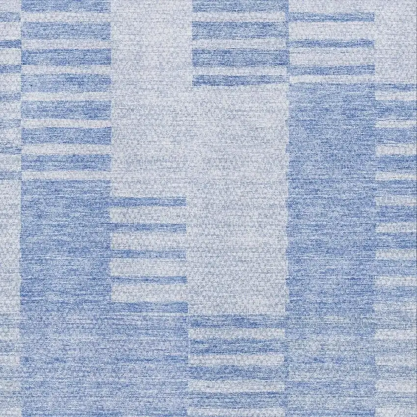 Blue And Ivory Striped Washable Area Rug With UV Protection Photo 2