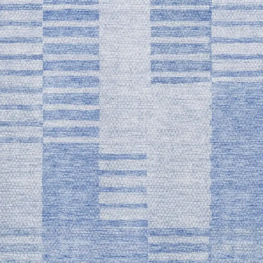 Blue And Ivory Striped Washable Area Rug With UV Protection Photo 2