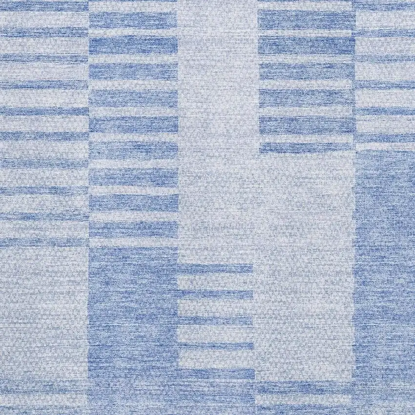 Blue And Ivory Striped Washable Area Rug With UV Protection Photo 2