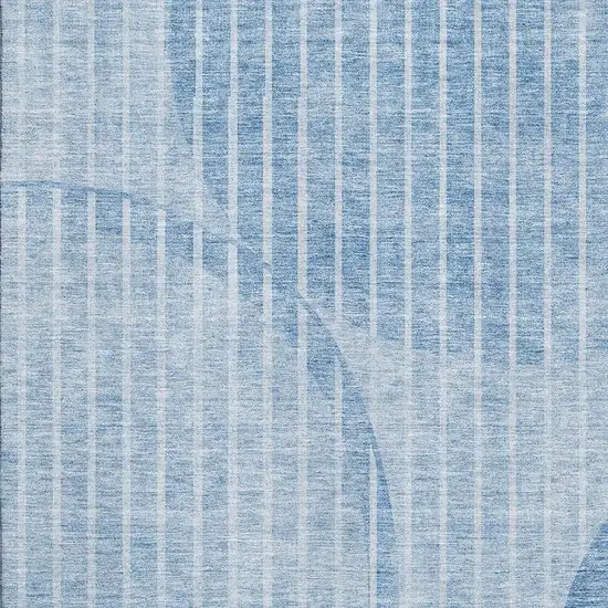 Blue And Ivory Striped Washable Area Rug With UV Protection Photo 2