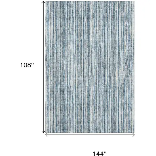 Blue And Ivory Striped Washable Area Rug With UV Protection Photo 3
