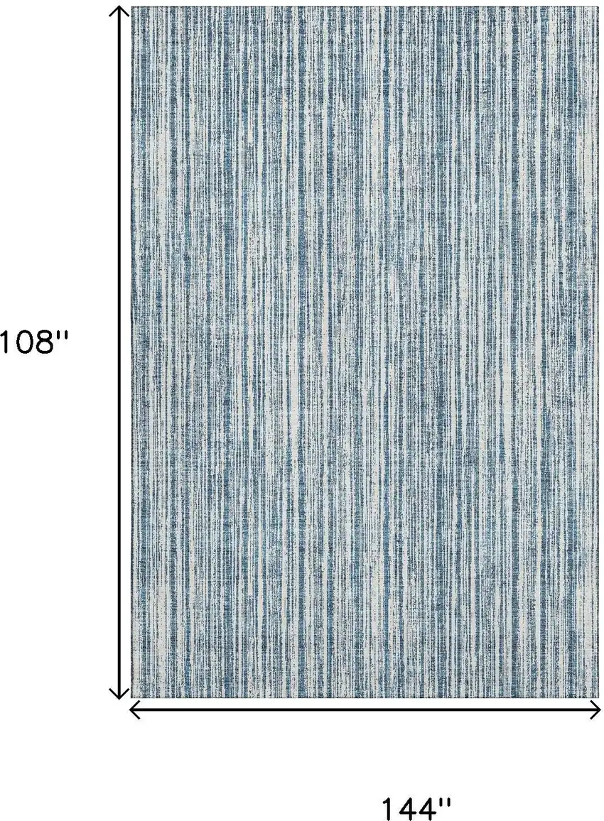 Blue And Ivory Striped Washable Area Rug With UV Protection Photo 3