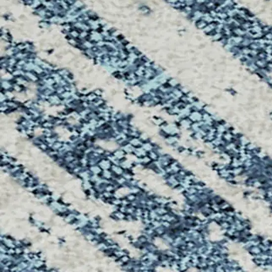 Blue And Ivory Striped Washable Area Rug With UV Protection Photo 4