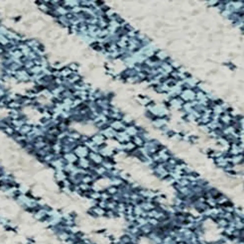 Blue And Ivory Striped Washable Area Rug With UV Protection Photo 3