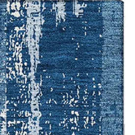 Blue And Ivory Striped Washable Area Rug With UV Protection Photo 4