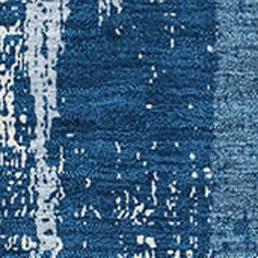 Blue And Ivory Striped Washable Area Rug With UV Protection Photo 3