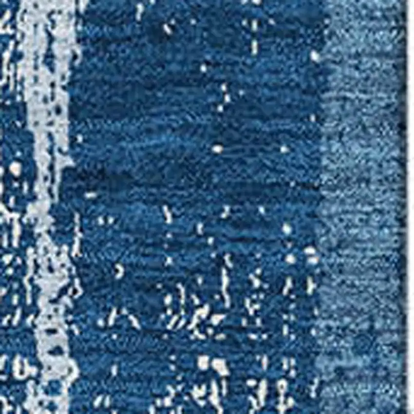 Blue And Ivory Striped Washable Area Rug With UV Protection Photo 3