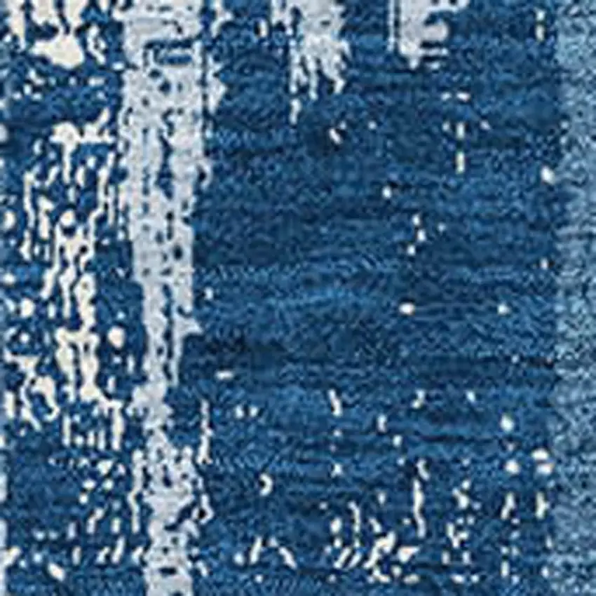 Blue And Ivory Striped Washable Area Rug With UV Protection Photo 3