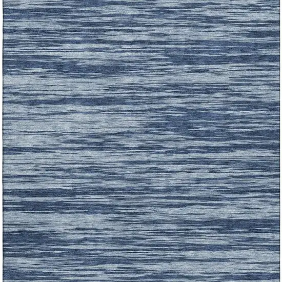 Blue And Ivory Striped Washable Area Rug With UV Protection Photo 2