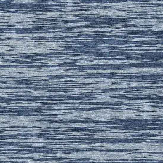 Blue And Ivory Striped Washable Area Rug With UV Protection Photo 2