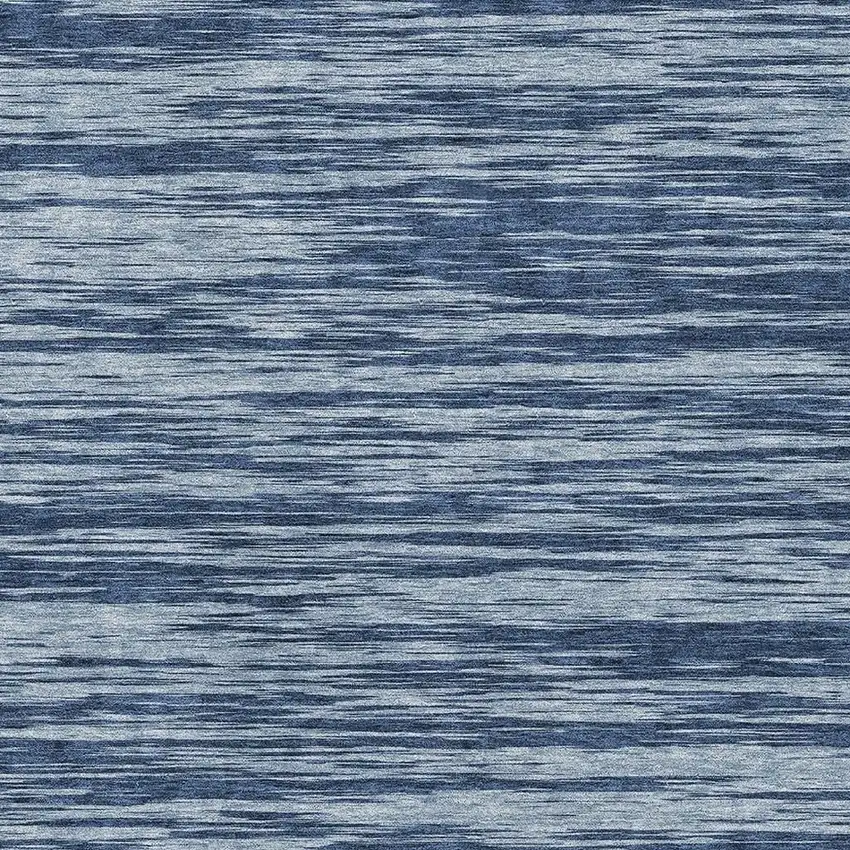 Blue And Ivory Striped Washable Area Rug With UV Protection Photo 2