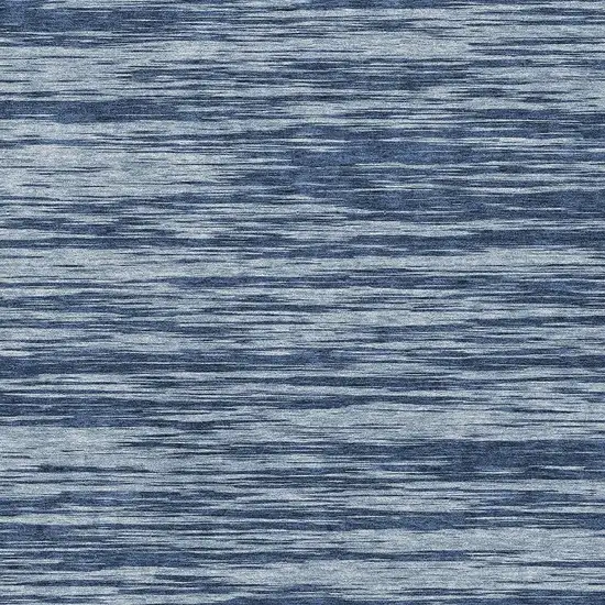 Blue And Ivory Striped Washable Area Rug With UV Protection Photo 2