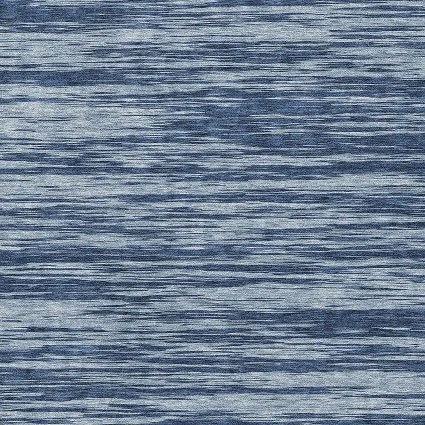 Blue And Ivory Striped Washable Area Rug With UV Protection Photo 2