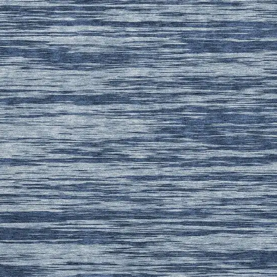 Blue And Ivory Striped Washable Area Rug With UV Protection Photo 2