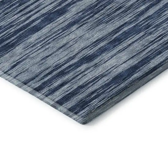 Blue And Ivory Striped Washable Area Rug With UV Protection Photo 7