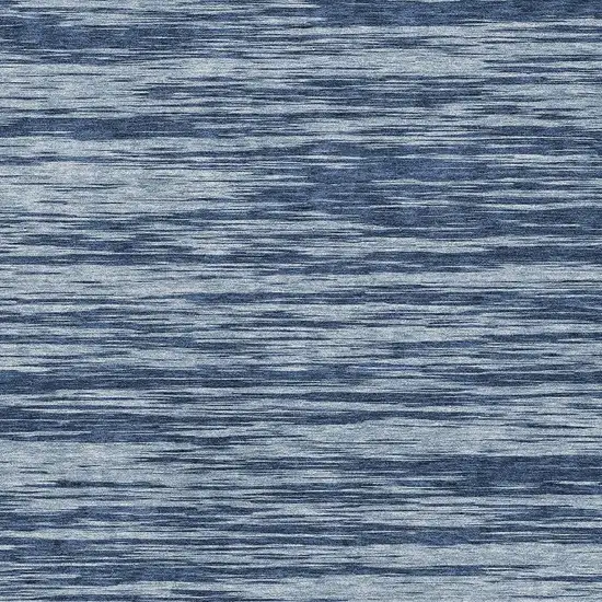 Blue And Ivory Striped Washable Area Rug With UV Protection Photo 2