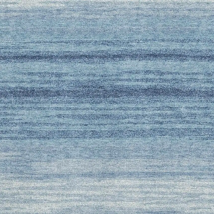 Blue And Ivory Striped Washable Area Rug With UV Protection Photo 2