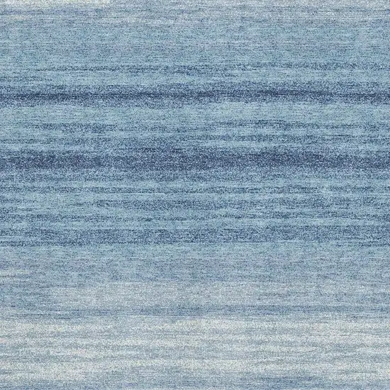 Blue And Ivory Striped Washable Area Rug With UV Protection Photo 2