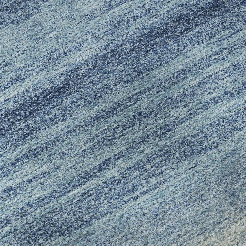 Blue And Ivory Striped Washable Area Rug With UV Protection Photo 8