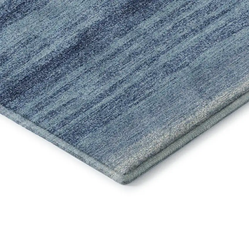 Blue And Ivory Striped Washable Area Rug With UV Protection Photo 7