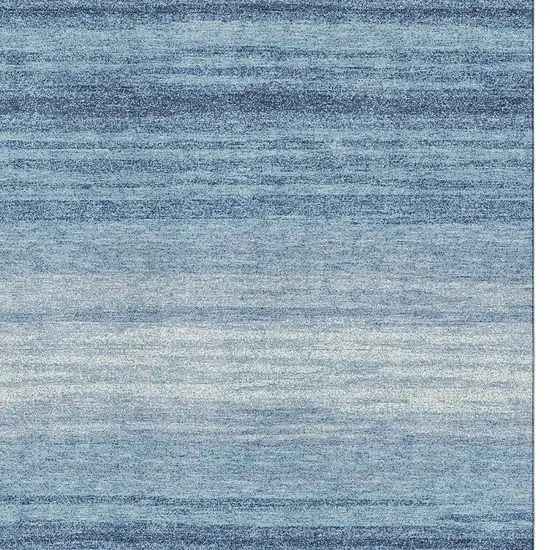 Blue And Ivory Striped Washable Area Rug With UV Protection Photo 2