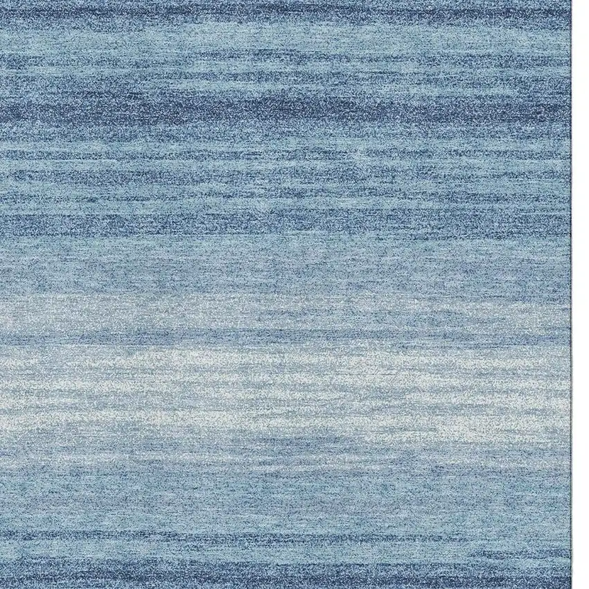 Blue And Ivory Striped Washable Area Rug With UV Protection Photo 2