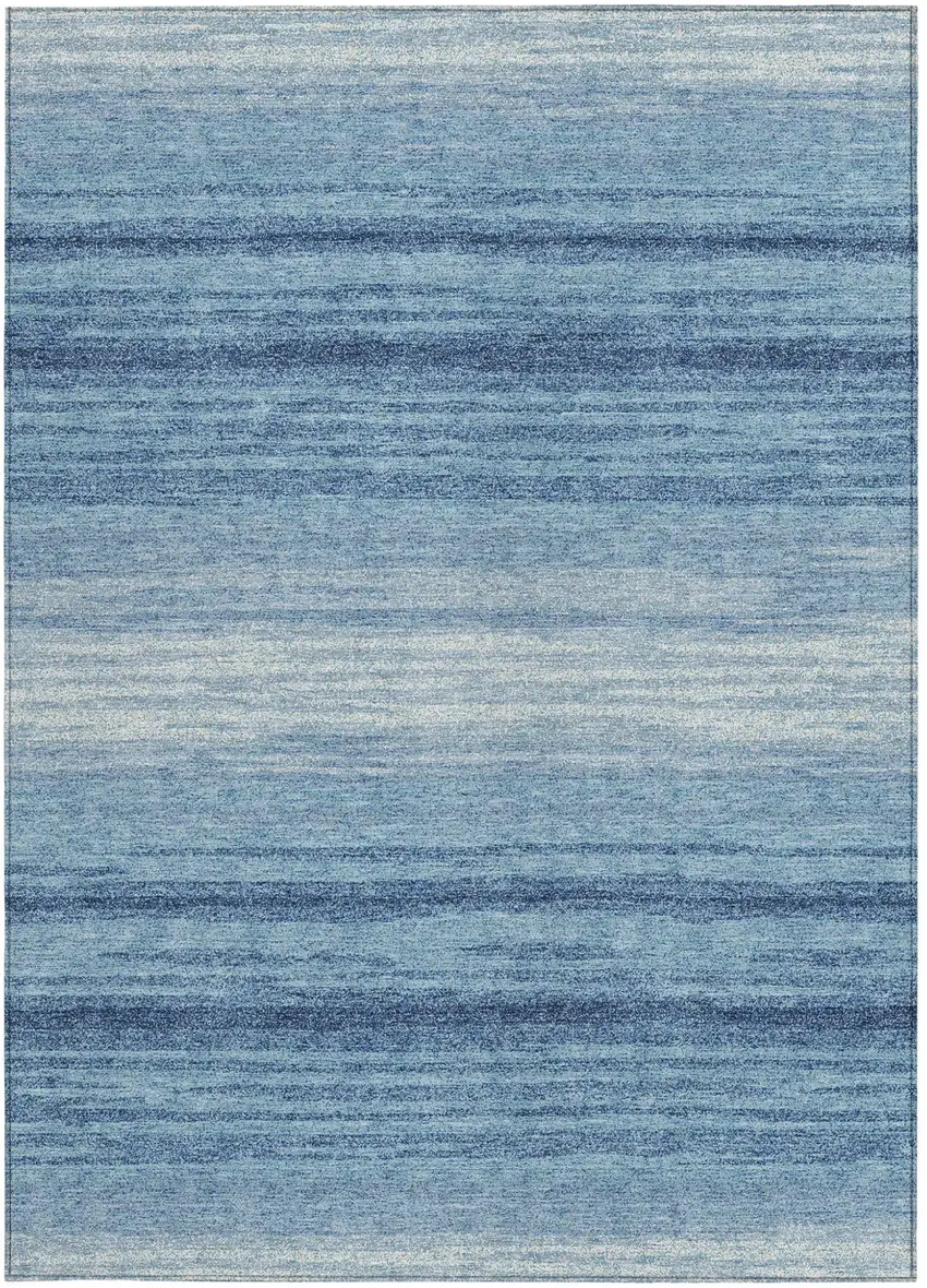 Blue And Ivory Striped Washable Indoor Outdoor Area Rug Photo 7