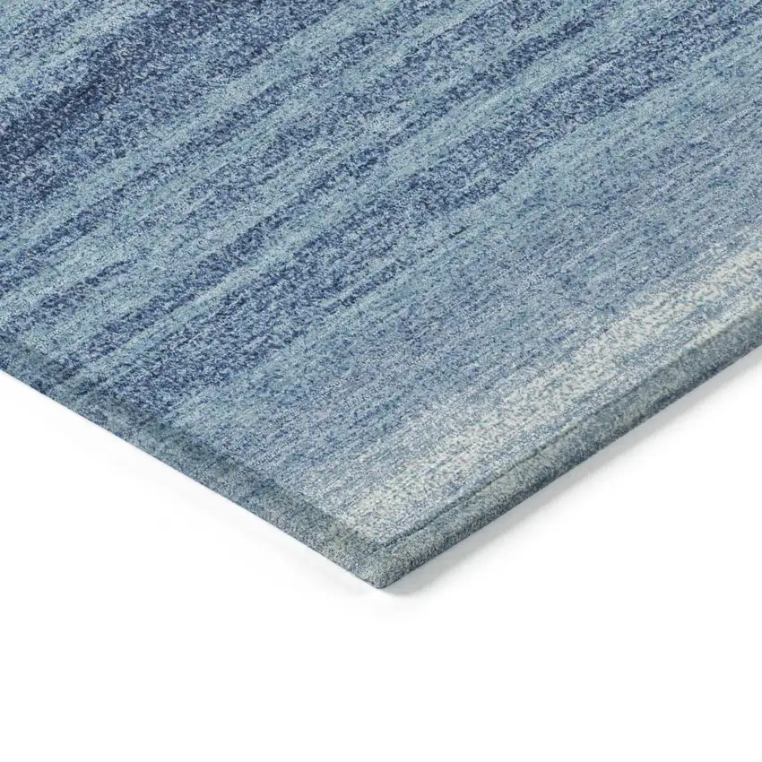 Blue And Ivory Striped Washable Indoor Outdoor Area Rug Photo 5
