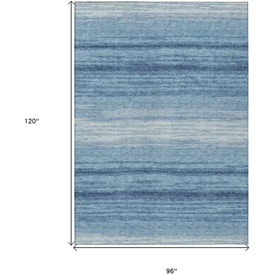 Blue And Ivory Striped Washable Indoor Outdoor Area Rug Photo 3