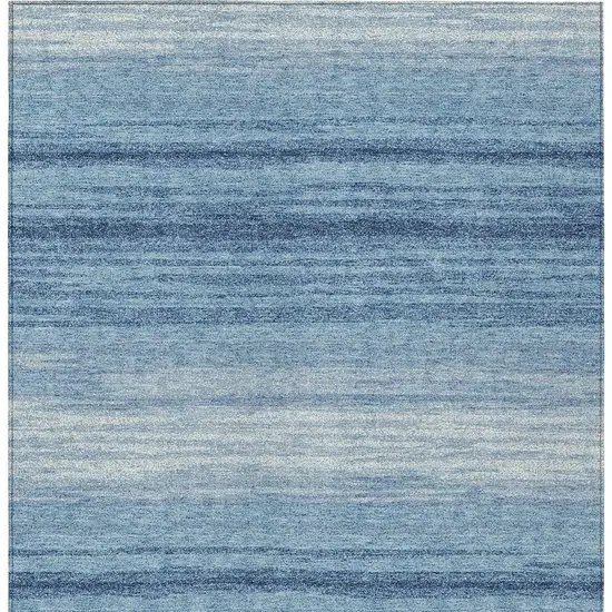 Blue And Ivory Striped Washable Indoor Outdoor Area Rug Photo 7