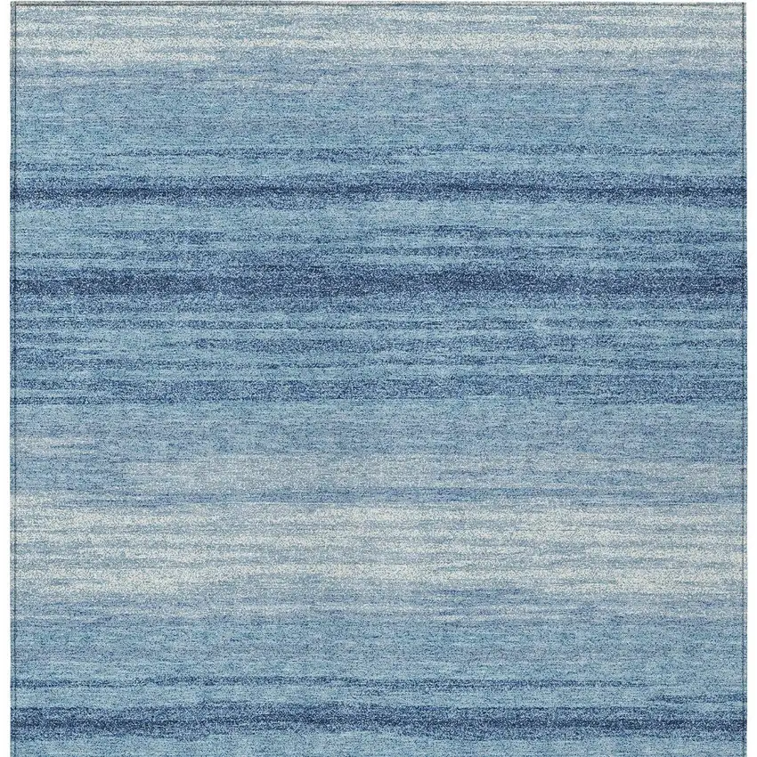 Blue And Ivory Striped Washable Indoor Outdoor Area Rug Photo 7
