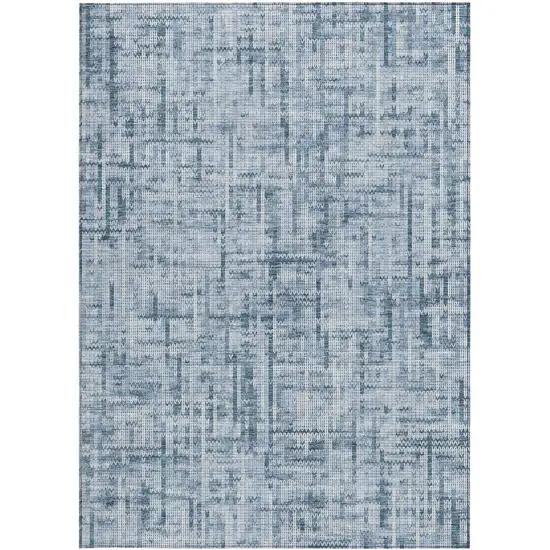 Blue And Ivory Striped Washable Indoor Outdoor Area Rug Photo 3