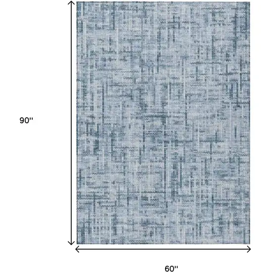 Blue And Ivory Striped Washable Indoor Outdoor Area Rug Photo 9