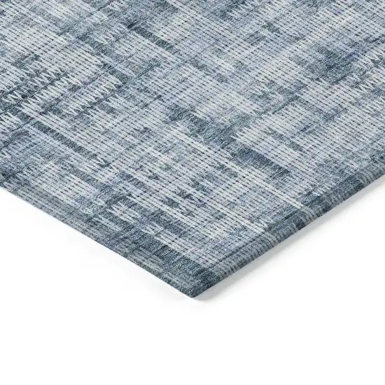 Blue And Ivory Striped Washable Indoor Outdoor Area Rug Photo 4