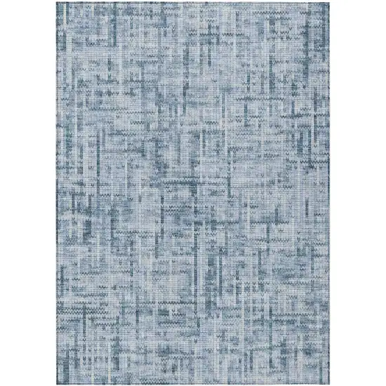 Blue And Ivory Striped Washable Indoor Outdoor Area Rug Photo 1