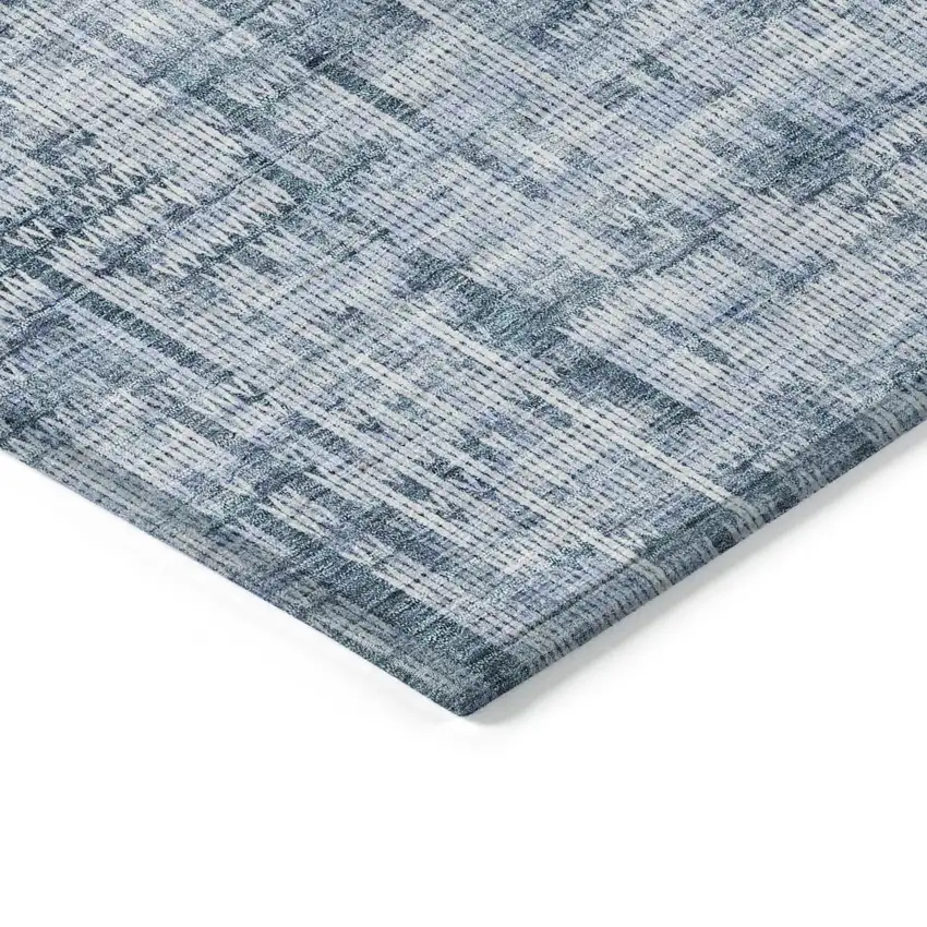Blue And Ivory Striped Washable Indoor Outdoor Area Rug Photo 3