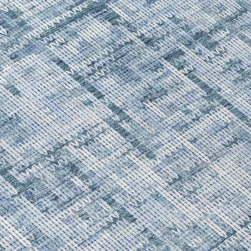 Blue And Ivory Striped Washable Indoor Outdoor Area Rug Photo 9