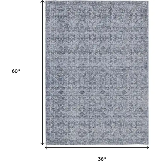 Blue And Ivory Striped Washable Indoor Outdoor Area Rug Photo 8