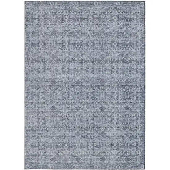 Blue And Ivory Striped Washable Indoor Outdoor Area Rug Photo 3