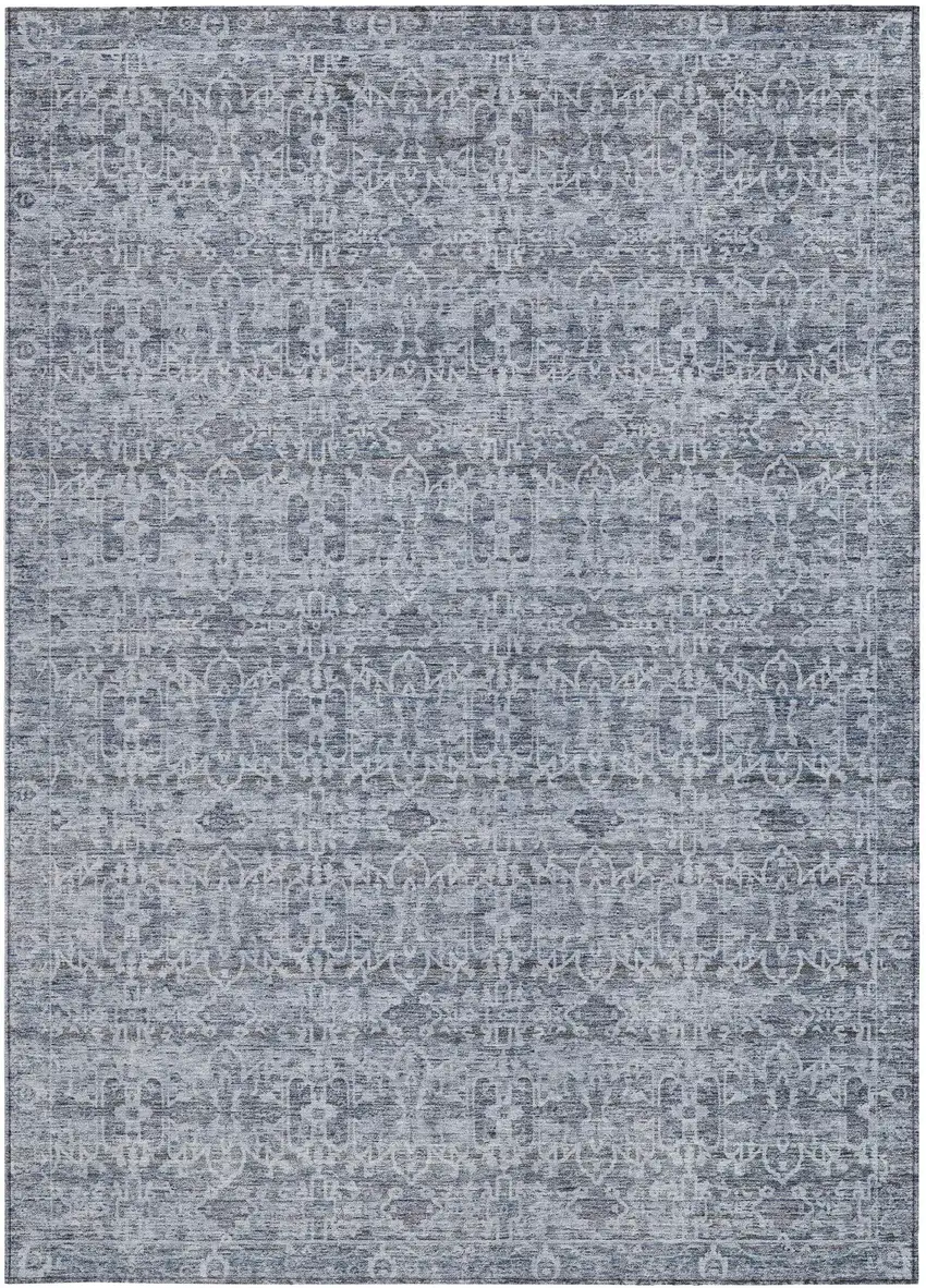 Blue And Ivory Striped Washable Indoor Outdoor Area Rug Photo 3