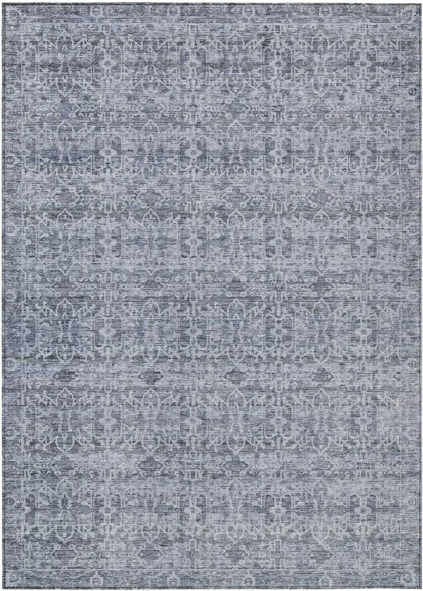 Blue And Ivory Striped Washable Indoor Outdoor Area Rug Photo 1