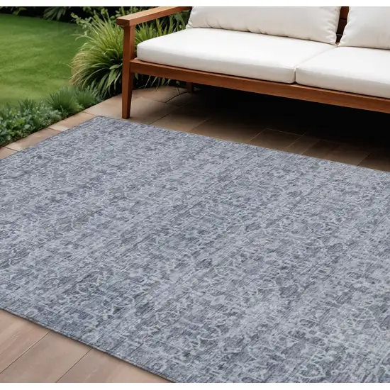 Blue And Ivory Striped Washable Indoor Outdoor Area Rug Photo 2