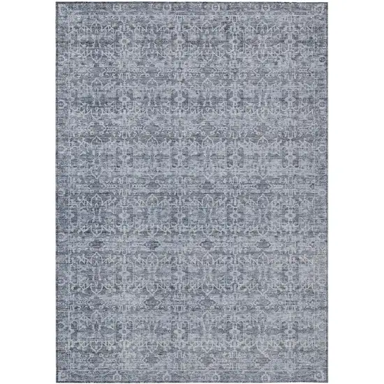 Blue And Ivory Striped Washable Indoor Outdoor Area Rug Photo 1