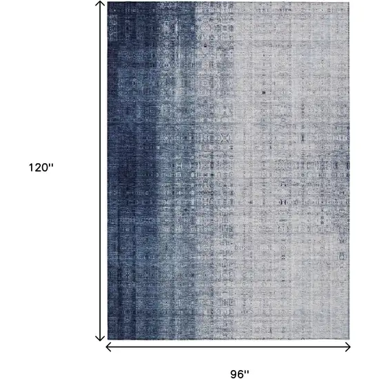 Blue And Ivory Striped Washable Indoor Outdoor Area Rug Photo 3