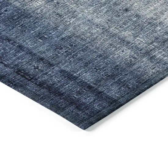 Blue And Ivory Striped Washable Indoor Outdoor Area Rug Photo 6