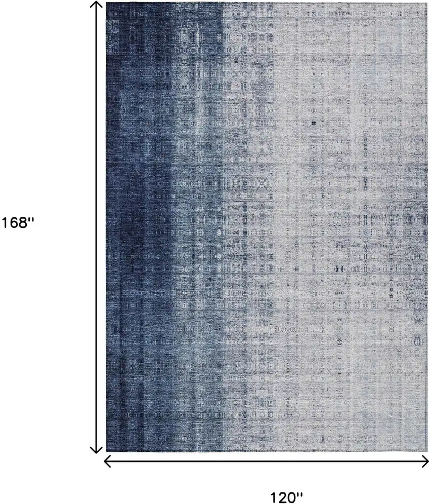 Blue And Ivory Striped Washable Indoor Outdoor Area Rug Photo 3