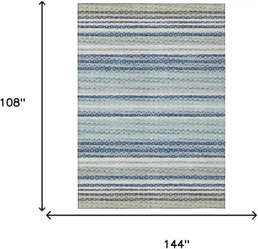Blue And Ivory Striped Washable Indoor Outdoor Area Rug Photo 5