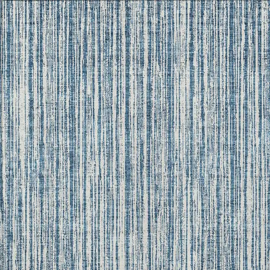 Blue And Ivory Striped Washable Indoor Outdoor Area Rug Photo 5
